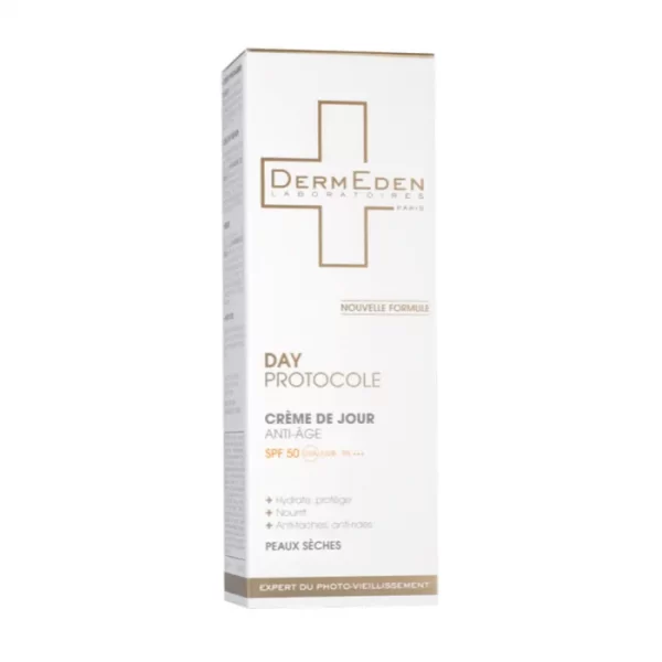 Dermeden CRÈME DE JOUR ANTI-ÂGE DAY PROTOCOLE 50 ml PEAUX SÈCHES SPF50 – Image 2