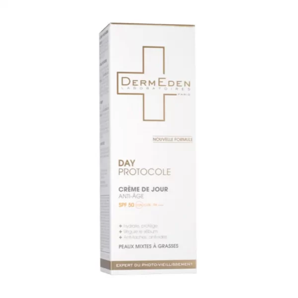 Dermeden CRÈME DE JOUR ANTI-ÂGE DAY PROTOCOLE 50 ml PEAUX MIXTES À GRASSES – Image 2