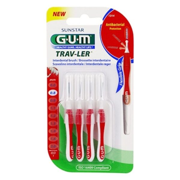 Gum Brossettes Interdentaires Trav-Ler 0.8Mm-4 Brossettes-1314