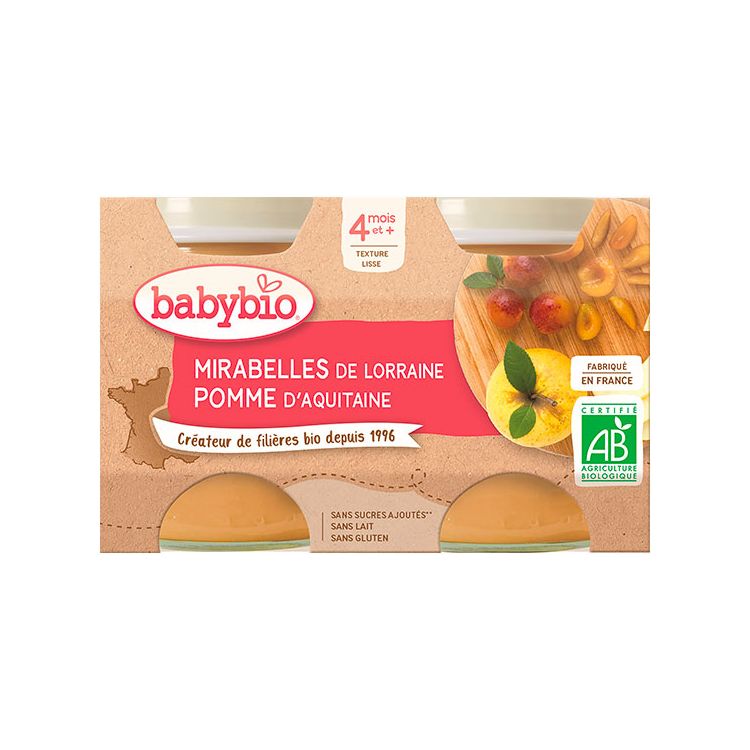 Babybio Petit Pot Mirabelle & Pomme 2X130G Bio